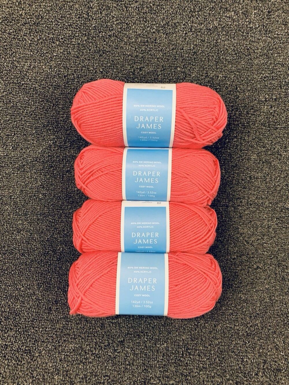 Lot Of 4 Draper James Cozy Wool Pink Lemonade Merino Wool & Acrylic Yarn New